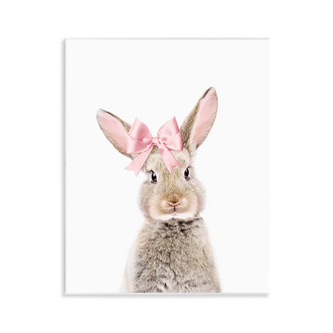 Stupell Industries Bunny with Pink Bow Wall Plaque Art Design by Sisi and Seb